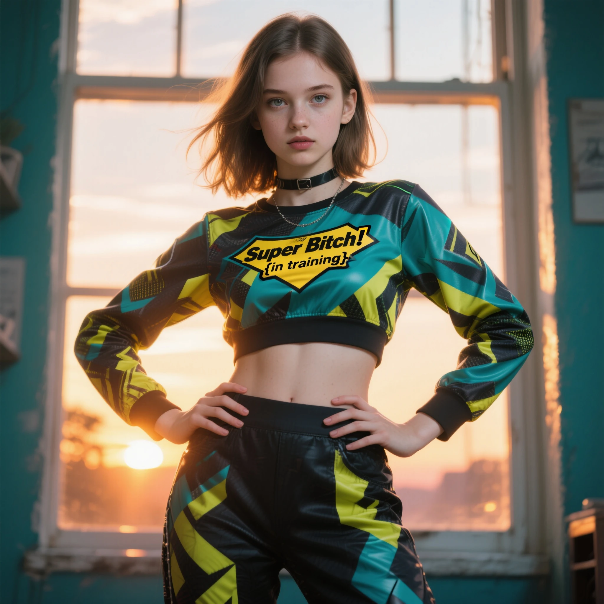 teen emma watson dressed in a plugsuit of evangelion blonde. freckles. sparkly blue eyes that speak of innocence and acceptance. Slender frame and beautiful figure. tight red pants. crop top. reading while lying outside a spaceship. ripped clothes exposing muscle. sci-fi.
