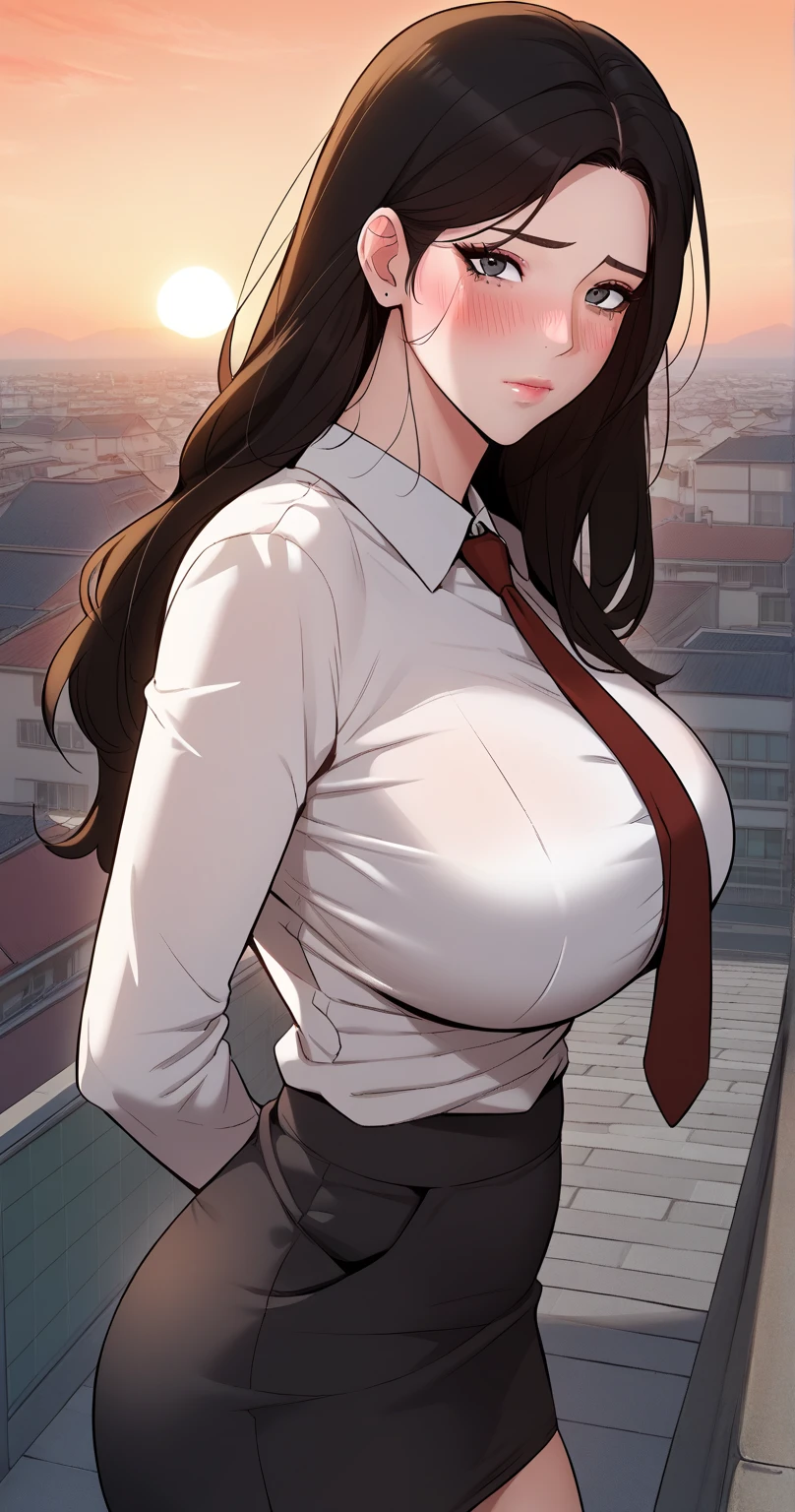 (night:1.7), Japan, Tokyo, City View, In front of the window,
Stand in an upright and immobile position,
(upper_body),(close),(Focus on her face),
black_shirt,pantyhose, Pencil Skirt,white_Jacket,chestの谷間, clavicle, 
office lady,
Brown Hair,Red eyes, black縁眼鏡,Hair Bun,Swept-apart bangs, 
1 girl, 24-years-old,Mature Woman,beautiful Finger,beautiful long legs,beautiful body,beautiful Nose,beautiful character design, Perfect Eyes, perfect face,
View your viewers, Center the image,
Browsing Caution,Official Art,Very detailed CG ユニティ 8k 壁紙, Perfect lighting,colorful, bright_front_face_Lighting,
(masterpiece:1.0),(Highest_quality:1.0), 超High resolution,4K,Very detailed,
photograph, 8k, High resolution, High resolution, Absurd:1.2, 400 for Kodak Port, Film Grain, Blurred Background, Bokeh:1.2, Lens flare, (Vibrant_color:1.2)
(beautiful,big_chest:1.4), (beautiful_face:1.5),(narrow_Waist),