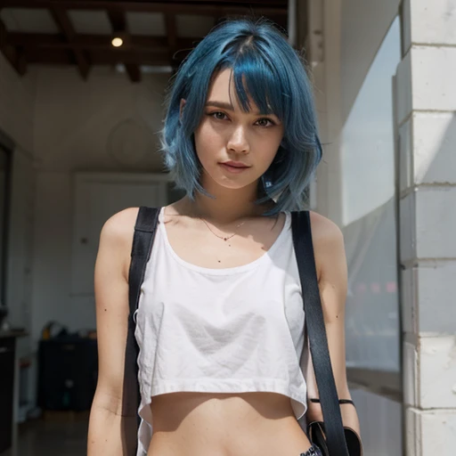 fanny, blue haired woman, beautiful woman, nice clothing, real life