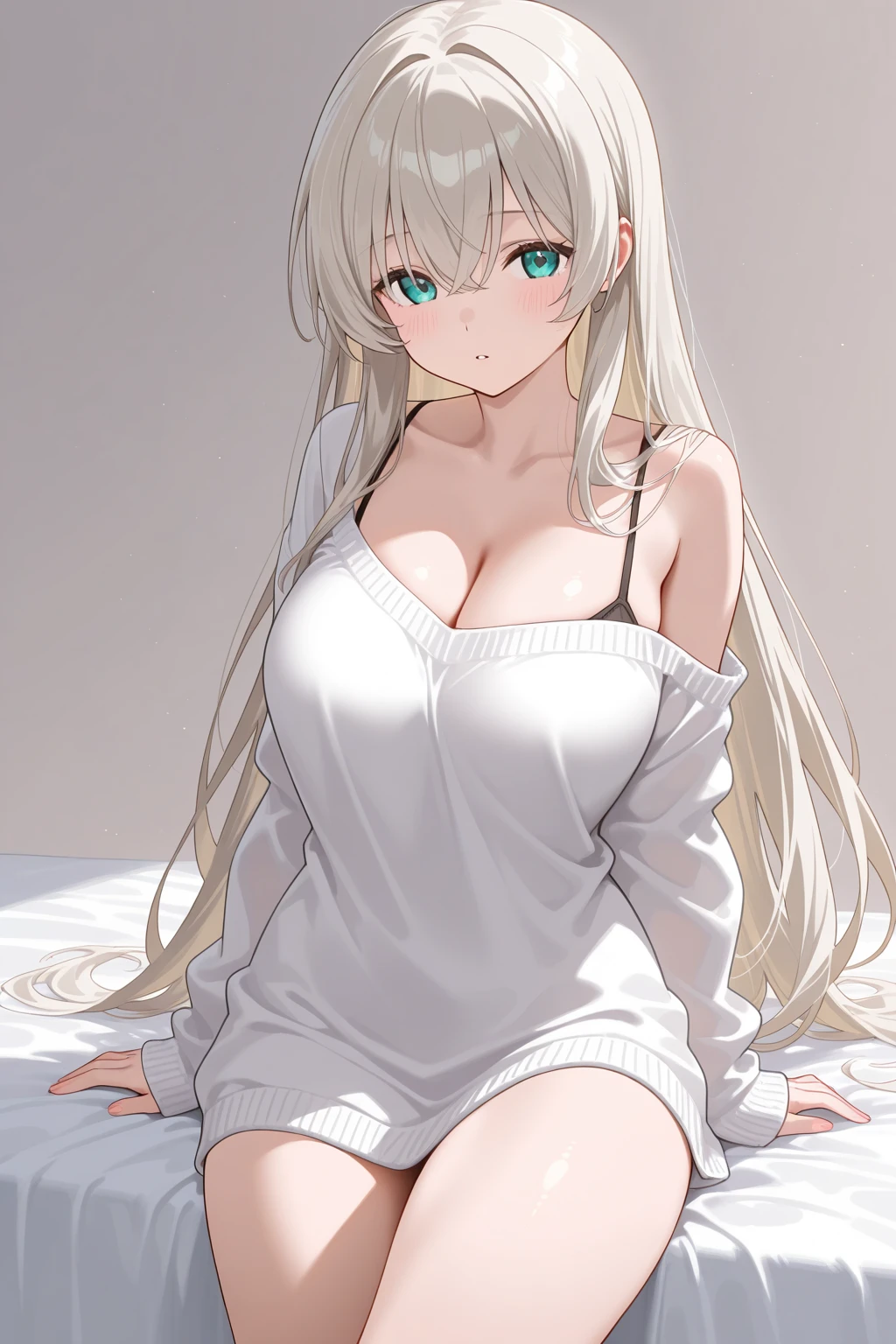 (disproportionate breasts, beautiful breasts, sagging breasts, slender waist, gigantic thighs, tight-fitting sweater dress, black pantyhose:1.5), (colored inner hair, lying on bed:1.4), (best quality, unity 8k wallpaper, official art:1.3), (ultra detailed, an extremely delicate and beautiful, perfect anatomy, close to viewer, two arms, five fingers:1.2), (illustration, caustics, anime colored, super detailed skin, glossy hair, high detailed attire, detailed background, wind, vapours_around_the_girl, breast focus:1.1), dynamic lighting, beautiful detailed eyes, gleaming skin, 1girl, solo, charming wife, absurdly long hair, facing at viewer, seductive smile, open mouth, hidden hands, ,breasts, gigantic breasts, huge breasts ,large breasts