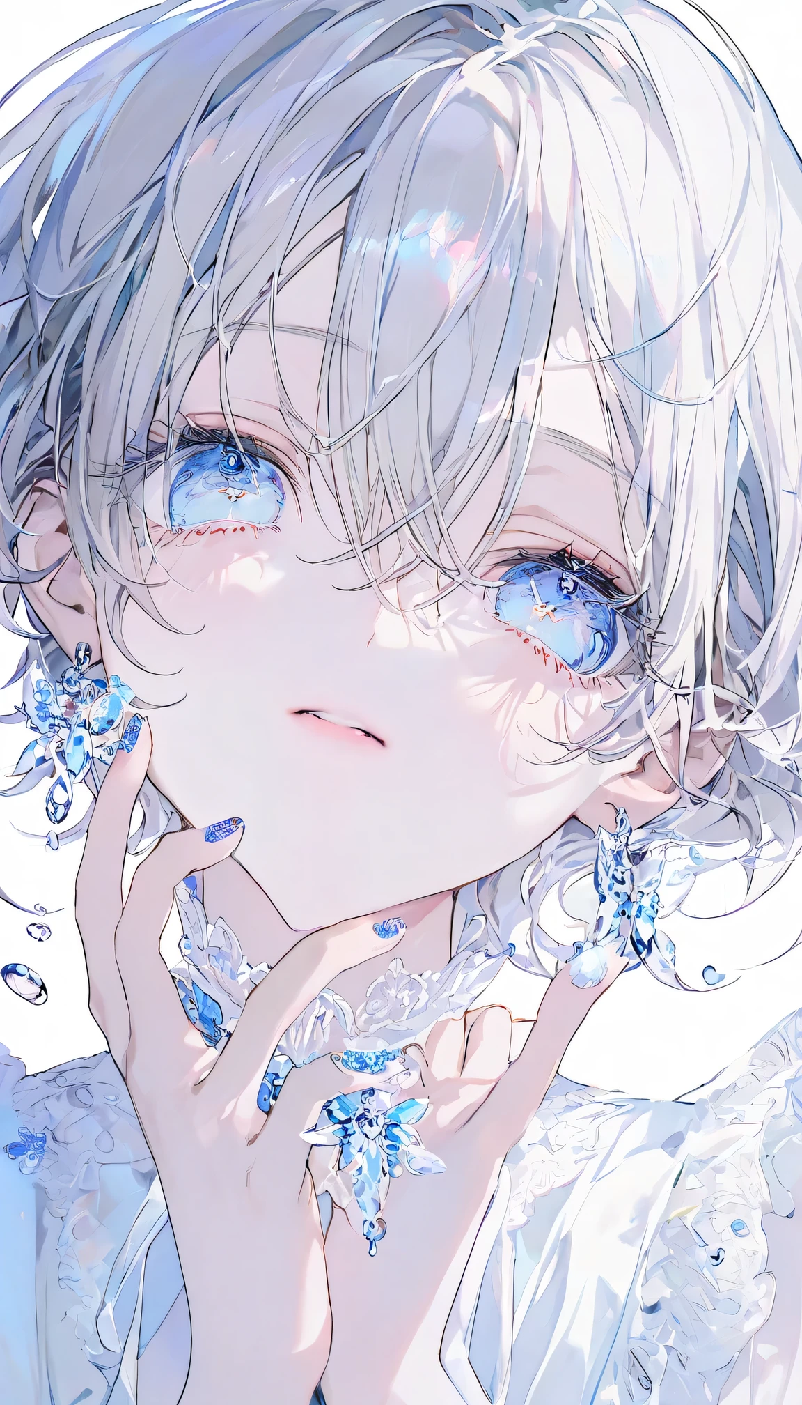 Very detailed,(Highest quality),((masterpiece)),(High resolution),original,Very detailed8K壁紙,(Very delicate and beautiful),Highest_hand,anime, (\Juninna\),Droplet-like pupils,White Background