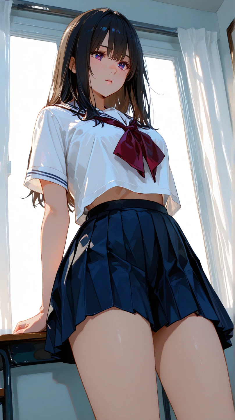 Open the bottom leg grom From the ground hi-school girl Underwear pattern Look away and peek