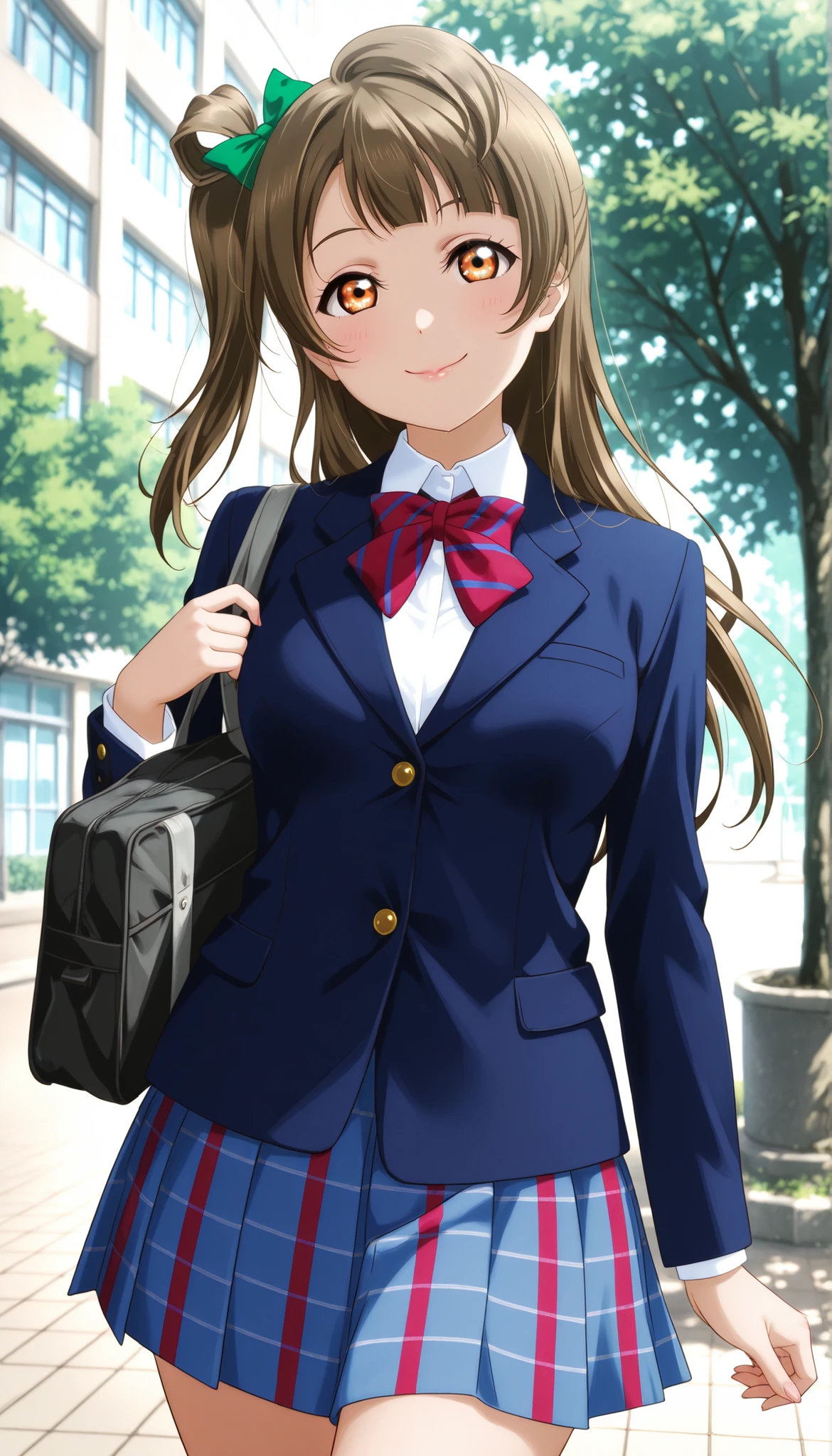 ((Tabletop, highest quality, High resolution, , Perfect Pixel, 4K,))), 1 high school girl, single, alone, beauty、The whole body is visible、 ((Mid-wave hair, bangs, Brown Hair)), ((Brown eyes, Beautiful eyelashes, Realistic eyes)), ((Detailed face, Blushing:1.2)), ((Smooth texture:0.75, Realistic texture:0.65, Realistic:1.1, Anime CG Style)), Medium Chest, Dynamic Angle, Perfect body, ((Red bow tie, , Black jacket, Open jacket, Brown cardigan, White shirt, Black Skirt, Check skirt)), 、、Very embarrassing panic smile, looked back、Leaning forward、The wind is blowing and my underwear is completely visible、Touch your buttocks with both hands、White and pink floral lace panties、Angle from below)、