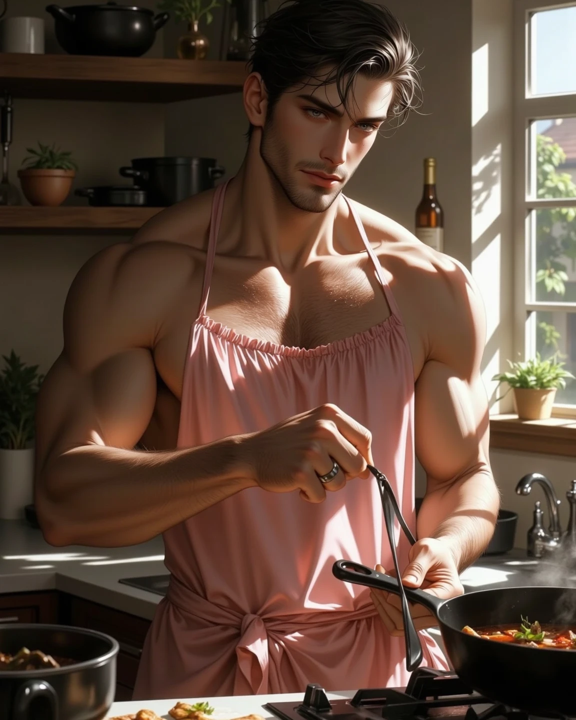 water colors
((images that reflect the strength and masculinity of male models, seductive, sensual, sexy, lusty)) (homoerotism_fullbody_nsfw_seductive) Energy intense vibrant dark colors palette becoming the subject composition, A young man ((shirtless, pantless)) barefoot, in a super sexy seductive photoshot in the kitchen he is sitting on the table naked, legs up showing his big balls in Kevin Sloan an roberto ferri style 8k resolution, full body, handsome, splendid naked, thin and ripped body, detailed realistic muscles, 20 years old. full body, male model. black hair, green eyes, male gaze. handsome. bodybuilder romanticism, symbols and metaphors. Beautiful details, quirky, distinctive images, stylistically diverse painting, Intricate detailsfull body, Pencil Sketches by Albert Eckhout enchanting young man, highly detailed beautyfull face, freedom, soul, digital illustration, approaching perfection , dynamic, highly detailed, watercolor painting, artstation, concept art, smooth, sharp focus, illustration in the style of artists like Russ Mills, Sakimichan, Wlop, Loish, Artgerm, Darek Zabrocki, and Jean-Baptiste Monge