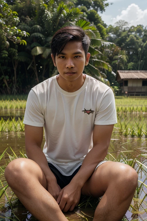 Indonesian man is sitting and smiling