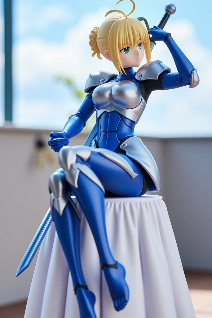 anime character dressed in blue and white dress/blond hair, artoria pendragon, fate / stay night, anime style like fate/stay night, fate stay night, fate grand order, visual novel sprite, female protagonist 👀 :8, fate zero, fate/zero, ufotable art style, beatrice blue, cushart krenz key art feminine