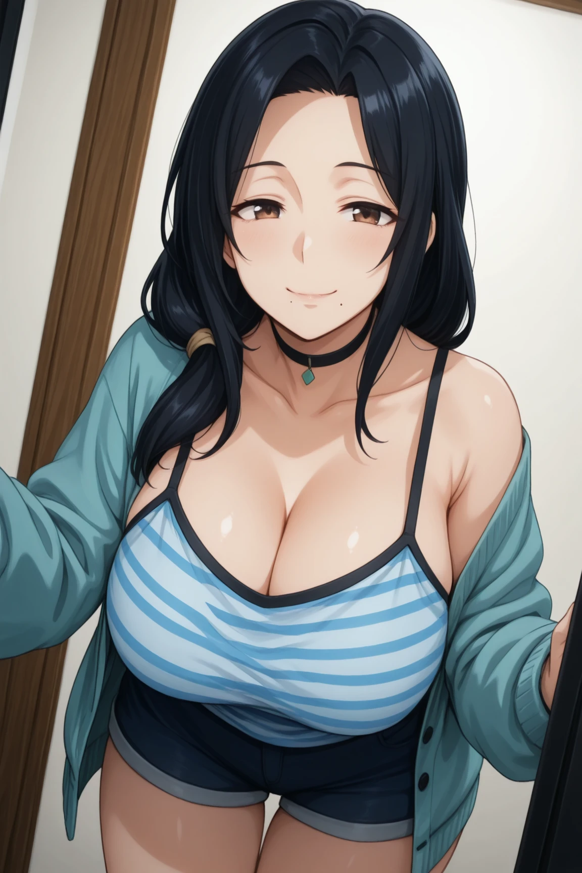 (((masterpiece))),fuyumi itadori, Anime girl characters, 1girl, solo, looking at viewer, medium hair long sleeves, cleavage, bigger breasts, closed mouth, collarbone, jacket, open clothes, open jacket, blue jacket, ground vehicle, sports bra, tall girl, horny, big ass, beautiful face,Charming,  anime visual of a cute girl, screenshot from the anime film, & her expression is solemn, ahegao face, in the anime film, in an anime, anime visual of a young woman, she has a cute expressive face, still from anime, perfect breasts, she is tall, All bodies visible, ahegao face, the face is ahegao, she is horny, A perverted face, she so perverted, she smile so perverted, hd picture, 4k quality, details of the face is so good,bigger breasts, 