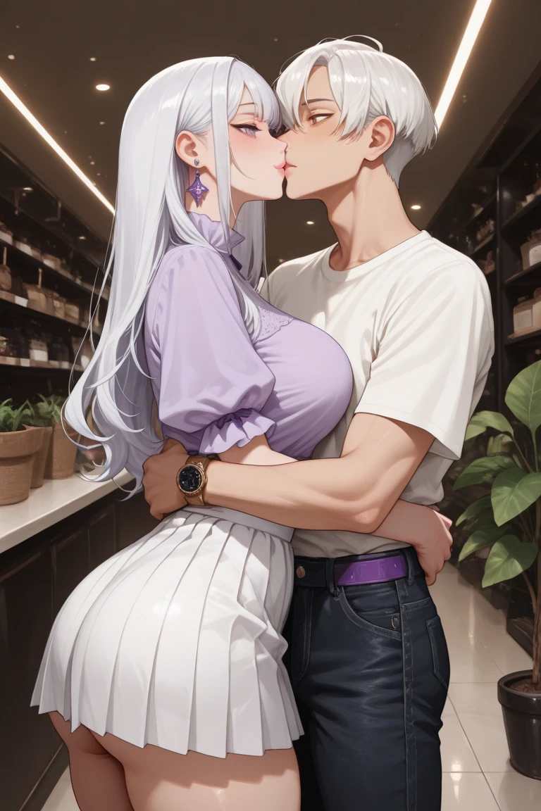 (masterpiece:1.2), (best quality:1.2), perfect eyes, perfect face, perfect lighting, 1girl, 1boy, penis, thigh sex, grinding, wide hips, (lilac hair), breasts grab, grabbing from behind, blush, heavy breathing, ((slutty, naked, nude)), detailed indoor background, standing, <lora:murkysThighSexLora_1:1>, <lora:fashionGirl_v50:0.8>,