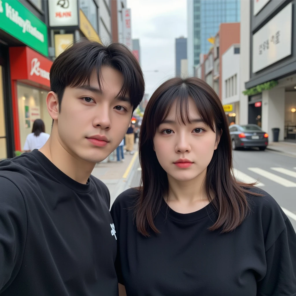 There's a man and a woman taking a selfie in the mirror, Tae June Kim, #oc, # oc, imagem de perfil, oficial, 🤬 🤮 💕 🎀, & Jeehyung Lee & Opa, imagem vazada, 😭 🤮 💕 🎀, bae suzy, upload de alta qualidade, oc, com hera, pose de casal, ssao 8 k