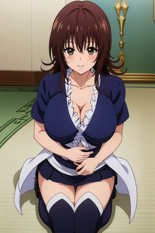 ((nsfw,masturbation,breast milk,inverted nipples,aroused,topless,show off nipple,panty shot ,spread legs,))1girl, solo, Super huge breasts,plump,Whipped thighs,upper body, portrait, smile, ahoge, sidelocks, wide sleeves, hair over one eye, (((maid))), long sleeves, looking at viewer,perfect quality, perfect,high quality,good quality, masterpiece, faultless,HDR, UHD