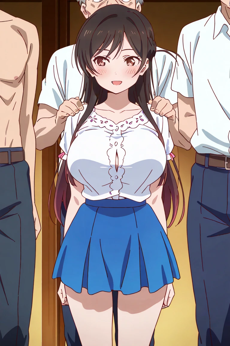 train、A man molesting a high school girl,to be able to see nipple,Sexy bra visible、Troubled face、Wet 、Put your hands inside your skirt