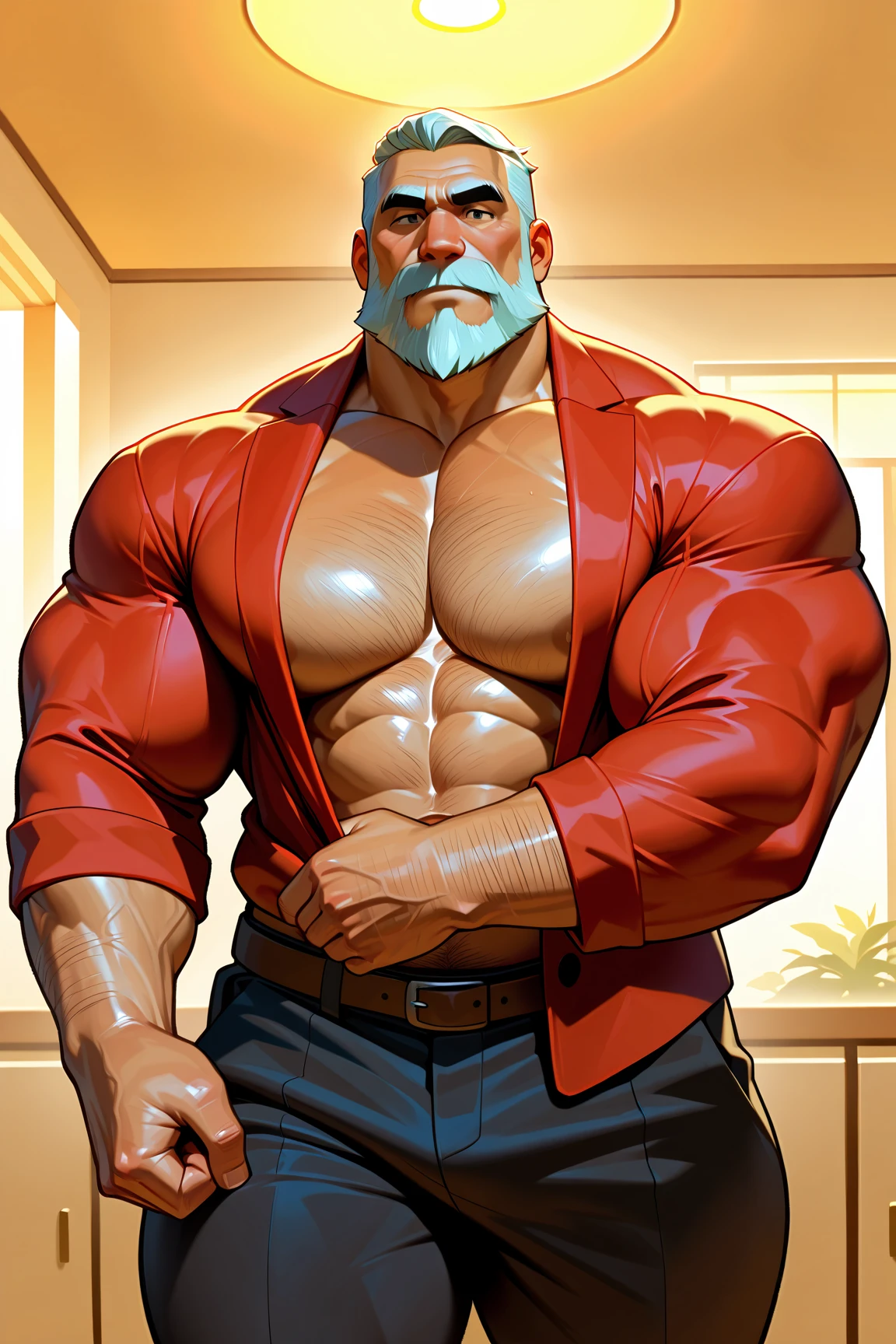 solo, 1boy, perfect anatomy, ground view, wrinkles skin, low shoot, down view, perfect proportion, thick body, thick thighs, firefighter, firefighter helmet, sharp eyes, big eyes, smile, perfect fingers, big hand, fingers. Huge Muscular Old man with short hair, shoes ,(red shorts), view from side, pectoral, thick arms, huge pectoral, wide pectoral, white hair, white beards, fire background, VFX fire, masterpiece, semirealistic:1.2, high detailed, 8k, high resolution, perfect center, full view. ((really big muscle, massive muscular, sixpack, thick arms, wide pectoral, super huge muscle, hyper muscular, over sized muscle, huge arms, big arms, huge pectoral))