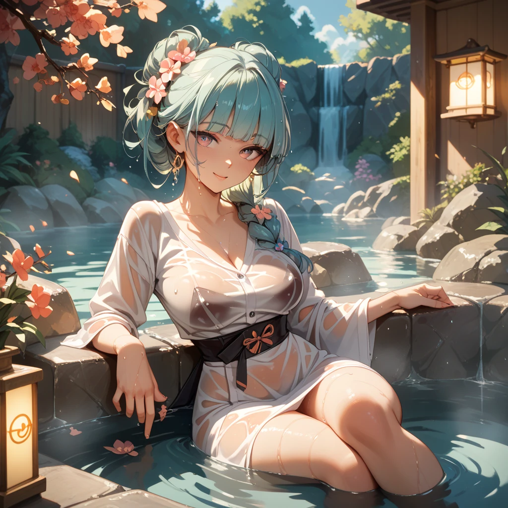 (Very detailed CG Unity 8k wallpaper)、(masterpiece)、(highest quality)、(Very detailed)、(Best illustrations)、(Best Shadow)、alone、One Girl、Green Eyes、Big Eyes、Big Breasts、whole body、Bold backless dress、noon、Clear skies、Lush green park、high resolution、whole body、Back view、Sweat、Bright hair color、short hair、Shiny skin、Shiny texture