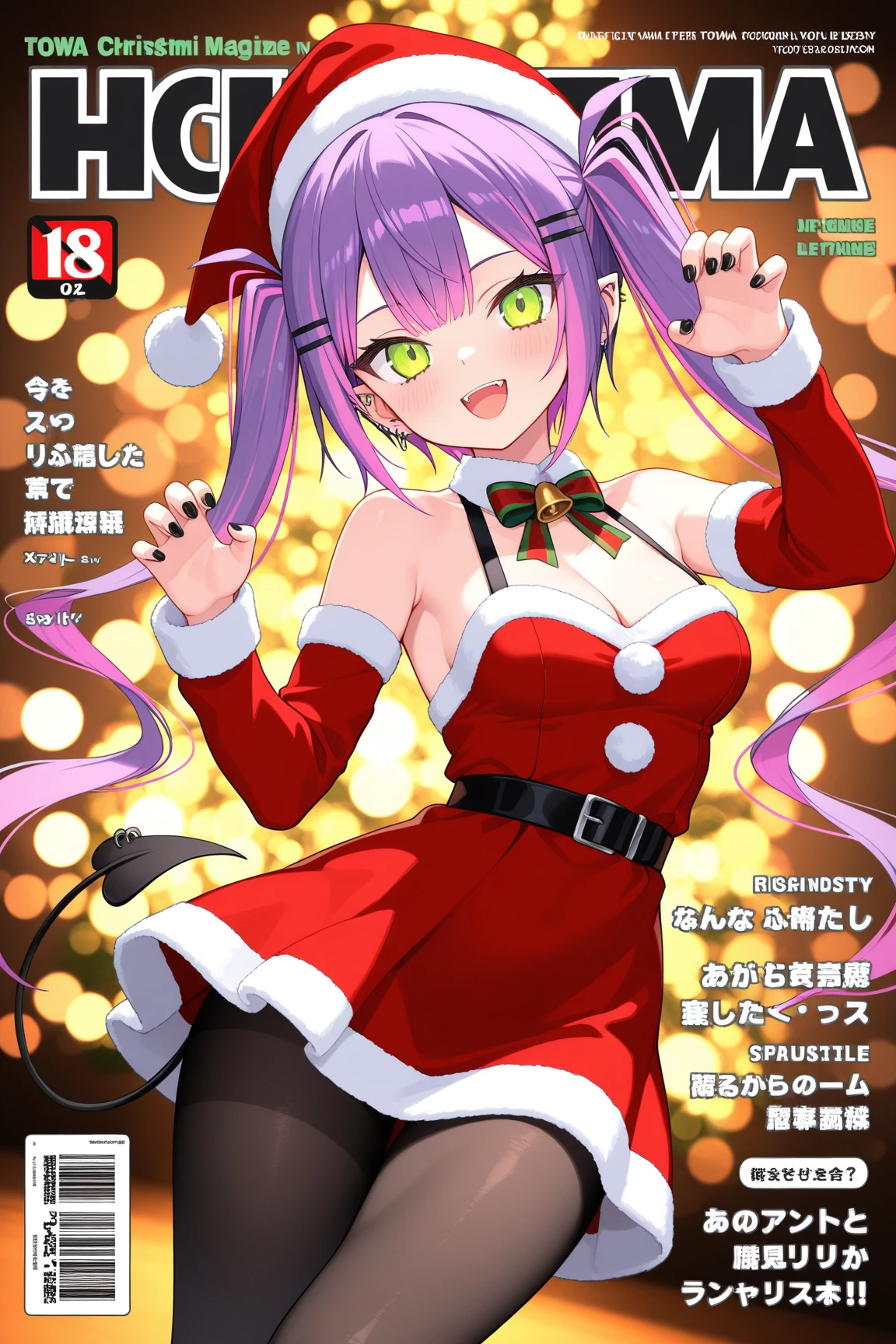 ela_(rainbow_six_siege), masterpiece, best quality, 1girl, green hair, cuerpo completo , grandes tetas, gran trasero, voluptuoso, piernas abiertas , pose sexy , escote , Christmas hat , Christmas Clothes, nieve , christmas lingerie, christmas coat , christmas stockings , christmas heels
