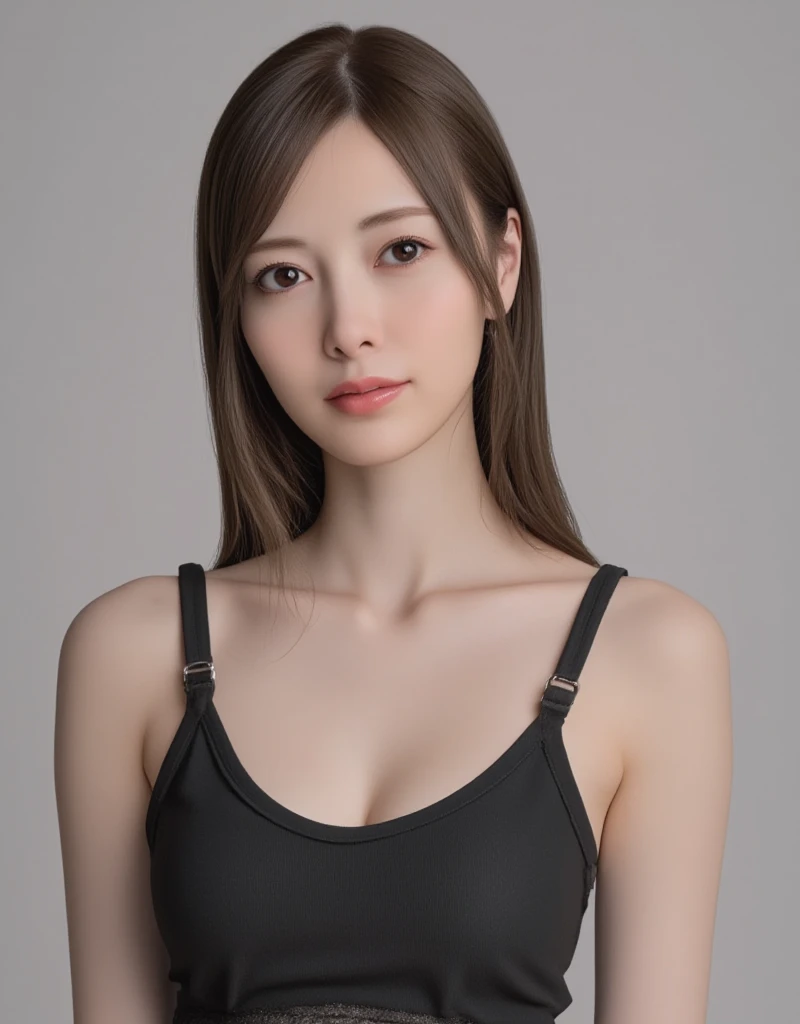 best quality, photorealistic, 8k, high res, 1girl, woman, (skindentation), (portrait:0.6), gorgeous, ((whitebackground, sport bra, small breast:1.65)), (short wavy hair, parted bangs:1.6), looking at viewer, (1girl eyes looking at viewer:1.6), photorealistic, (bokeh), (floating hair, smile:1.3), gorgeous, pureerosface_v1:1, <lora:av-Riri V2:0.45>