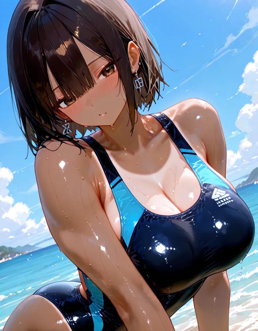 Korean Idol Mature Woman Huge ((A navy blue school swimsuit that is so shiny it reflects light..)) (Round face chubby) ((plump)) ((Blonde Short Hair)) ((星空と大きな月が美しい海でSwimming in the sea)) Swimming in the sea Sweaty ((Sweat pours down)) ((My face and body are sweaty and wet.)) ((鮮やかな赤いルージュのplump唇)) ((Eyes meet)) Duck mouth ((Watery eyes)) ((Beautiful sweaty armpits)) ((Slippery, shiny, wet armpits)) Leg spread ((腋を見せてくるMature Woman)) ((50 years old))