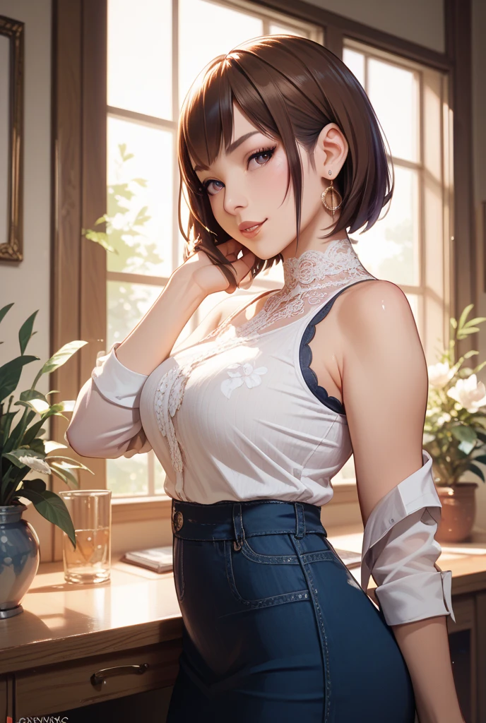 masterpiece、最high quality、High resolution、High-quality images、8k, 1 female、Skin luster、Skin Texture、Expression of fine eyes, realism, detailed manga style, Manga art style, Perfect Line Drawing, Beautiful line art, digital manga art girl, clear,  charm, Front view, (Perfectly detailed face), (Beautiful Hands) 、(Five Fingers:1.3)、Photorealistic images, Written boundary depth,
One Girl, bangs, blue eyes, Brown Hair, Mouth closed, From the side, Hair between the eyes、白とピンクのdress、Long sleeve, Show Viewer, Long Hair, night,  star , Upper Body, Bright and colorful, Strong color contrast, ((shot by DSLR)), photograph, Go Pro, Realistic, Are standing, Hot face, blush, (shiny skin), nsfw, ((livingで:1.3)), cute, cute, Japanese, high school girl, Height: 158cm, 16 years old, 最high quality, shape, Very detailed, In detail, High resolution, 8k wallpaper, Perfect dynamic composition, Beautiful details, Big Breasts, Random sexy poses, whole body, Like a real human being, smile, nude, gravure, 1 female, Black Hair, Long Hair, 15 years old, (Big Breasts:1.3), 最high quality, 8k, high quality, High resolution, (Thick lips), ((Looking at the audience)), double eyelid, Beautiful woman, whole body, Dutch Angle, ((cuteネックレス:1.3)), ((Blur the background:1.3)), Big Breasts, ((Short Bob:1.5)), Brown Hair,masterpiece、living, Are standing, Cowboy Shot, Dutch Angle, ((naked)), cuteネックレス, 最high quality、High resolution、High-quality images、8k, 1 female、Skin luster、Texture of skin and clothing、Expression of fine eyes、Girl with long shiny hair, Manga inspired by Lee Jong-suk, Trending on deviantart, realism, detailed manga style, Manga art style, Perfect Line Drawing, Beautiful line art, digital manga art girl, K-POPアイドル, dress, Beautiful brown eyes, Fuller lips, Gorgeous face with attention to detail, (cutesmile), charm的な, Innocent, Side view, (Perfectly detailed face), (Detailed and carefully drawn hand) Photorealistic images, Written boundary depth,(solo:1.4),(1girl:1.4),(blue eyes:1.2),(detailed face:1.3),(beautiful detailed eyes:1.3),(slightly parted lips:1.2),(shy embarrassed expression:1.3),(flushed cheeks:1.2),(slender body:1.2),(large breasts:1.3), (masterpiece:1.2),(best quality:1.3),(ultra high res:1.2),(photorealistic:1.1), lora:cuteGirlMix4_v10:0.5,lora:koreanDollLikeness_v15:0.3,((Big Tits:1.5))