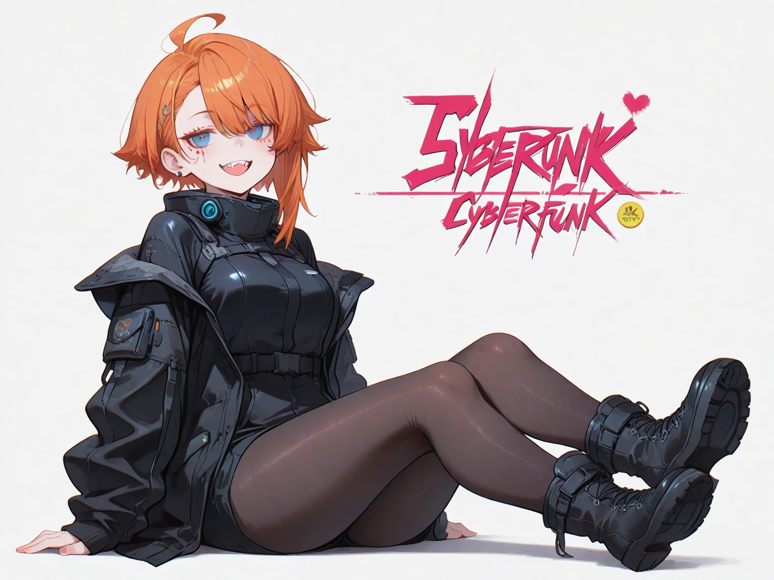 Kawaii Girl　((Green Twin Tail Hair))　red eyes　Elven ears　s Armor　cyberpunked　nightcity　illumination　Sateen　puddles　Neon light　Cool　A sexy　loiter