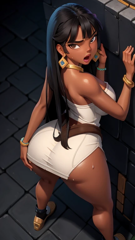 nsfw, uploaded the e621, beautiful and detailed,woman (((female))) ((anthro)) anubis, Ross Tran, by ruan jia, by zaush, by foxovh, lighting cinematic, seductor, Female anubis, anubian jackal, fit body, abs, curvy body, big breasts, golden latex string bra and panties, foxovh 1girls ai_generated masterpiece:1.2, best quality, realistic, (real picture, intricate details, depth of field), beautiful woman, she has striking golden yellow eyes, highly-detailed, perfect face, (skindentation), wide hips, small waist, tall, (huge ass:1.2), blushing, sexy, Detailed body , (Detailed face:1.1), (perfect aig chest:1.3), thick eyelashes, long eyeslashes.Perfect dynamic composition, (gals:1.2), sweaty body, wet body, a grin, looking at the camera, dreads into a ponytail, a strip dancer, on a platform, stage, string pole squatting arms behind her head holding on strip pole, POV angle from below looking up, angled, camera angle, light beams, strip club,