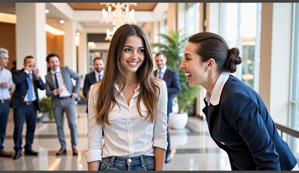 the significant impact of first impressions on how women are perceived, (impression management:1.2), (lasting impressions:1.1), (visual impact), (charismatic presence), (professional demeanor), (positive energy), (confident posture), (approachable aura), (impressive communication skills), (personal style), (nurturing a favorable image) --auto