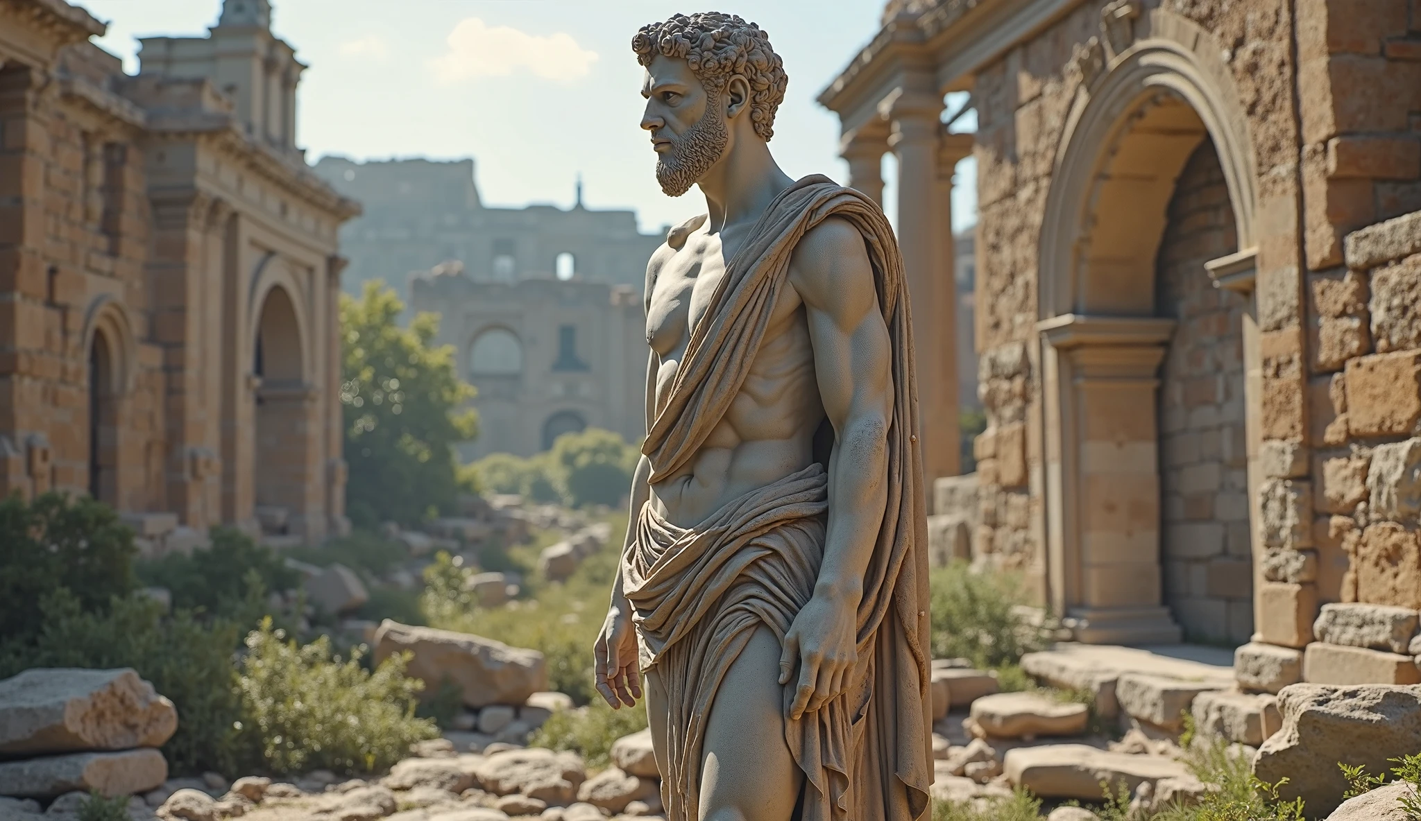 [Official Roman Empire] photo of an ((Roman Caesar with a blue supermoon behind him))(phi golden ratio composition)BREAK [sombre occult Roman palace setting], [government ceremony], [pomp in abundance] (SURREALISTIC lighting) BREAK [low camera angle], [large format bellows camera with telephoto lens], in the style of [Architecture Digest magazine]<lora:MoreDetails:1> <lora:BetterHands:2>