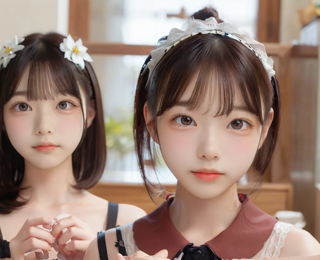 detailed face, cute face, ((masterpiece)), (Highest quality))), (Character design sheet, National costume, same characters, front, ~ side, return), figure, 1 girl, whole body, Silver Hair, eyes hair, Beautiful Eyes, Princess Cut, Environmental change scene, Short skirt, Shyness, woman, girl, Are standing, Gothic ta, VTuber, Chartern Betarola, (simple returnground, white returnground: 1.3) ( masterpiece:1.2), (Highest quality:1.3)