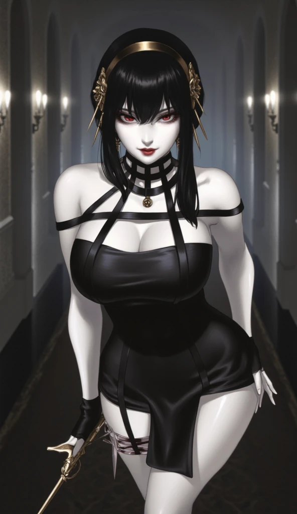 Cheveux courts, long robe, chiffons noirs, tomboy, cheveux noirs, maquillage, Goth, verre,sein moyen, christian, Croix latine, seul, forest, full clothed, victorian cloths, long skirt