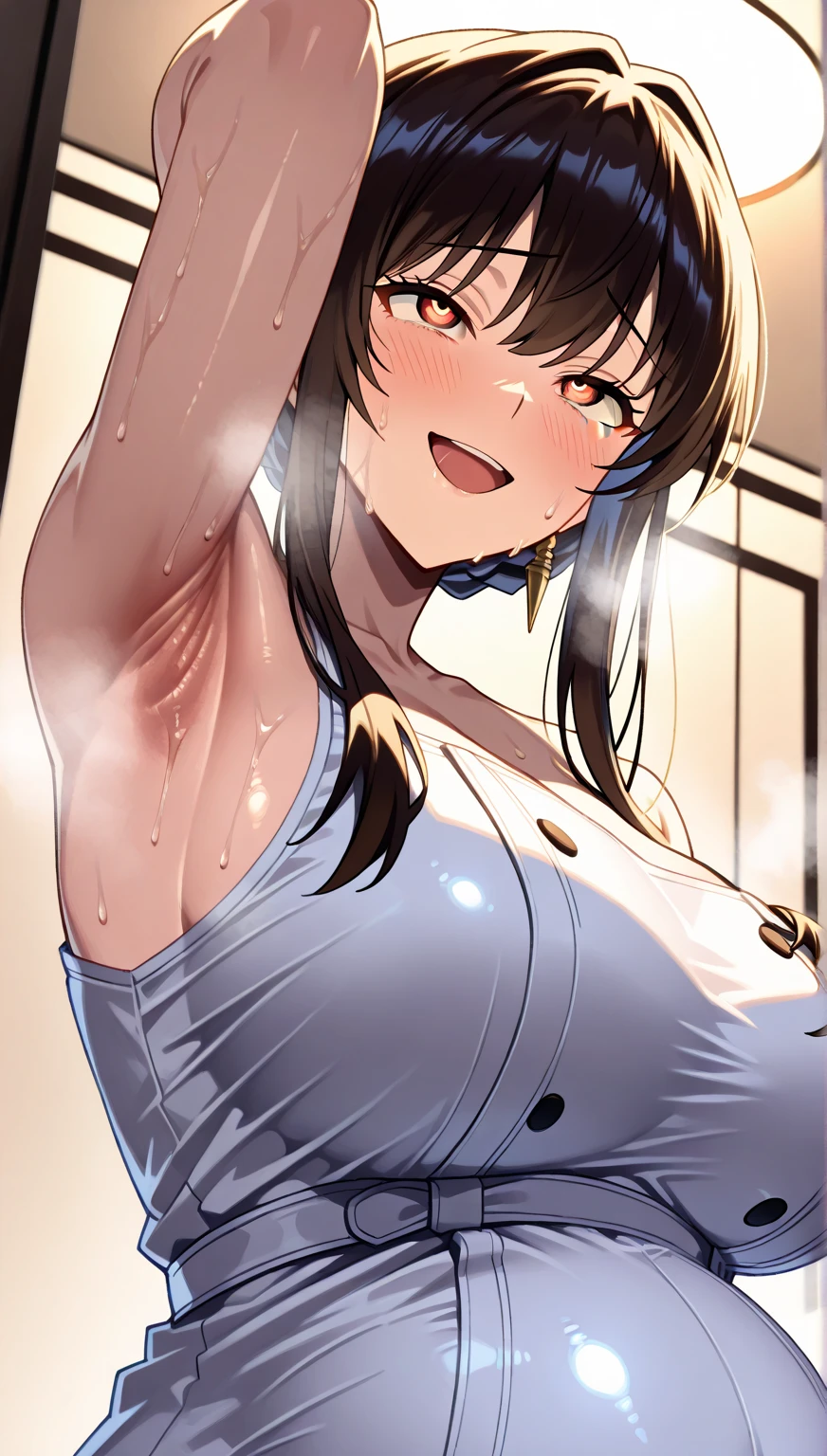 Kasumi Toyama, BanG Dream!, (Married Woman:1.3), (Mature Woman:1.6), (Happy smile:1.3), Peace of mind, peace of mind, Trance, Purple eyes, (Absurd, 8k, 4K, Tabletop, Extremely detailed:1.2), Highest quality, Perfect Anatomy ,Perfect Face, Heart-shaped pupils, Being spoiled, looks happy, Masterpiece Nipples, Black pubic hair, (Huge erect nipples:1.5), (very massive areola,:1.5), (Sweaty:1.9), (Firm and huge breasts:1.9), Exposed shoulders, nsfw, (oiled skin:1.7), condom, Dildo, (Black leg tights:1.1), (watch:1.1), choker, Earrings, necklace, (Small see-through camisole:1.6), (Short shorts:1.5), (Very high humidity:1.3), (Tattoo:1.2), (Light pink lip:1.3), (Light pink blush:1.3), Branded bags, (Stuffy side:1.3), (Excessive armpit sweat:1.6), (Drooling:1.3), (Inside the amusement park:1.7), (Tourists around:1.9), (squat:1.1),