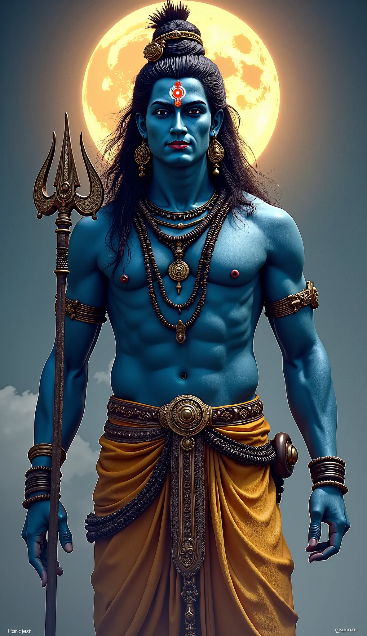 Shiva angry destruction mode from higher dimension behind Shiva is 33 Hindu gods, strong, confident, mesmerizing, enchanting, detailed, convincing,