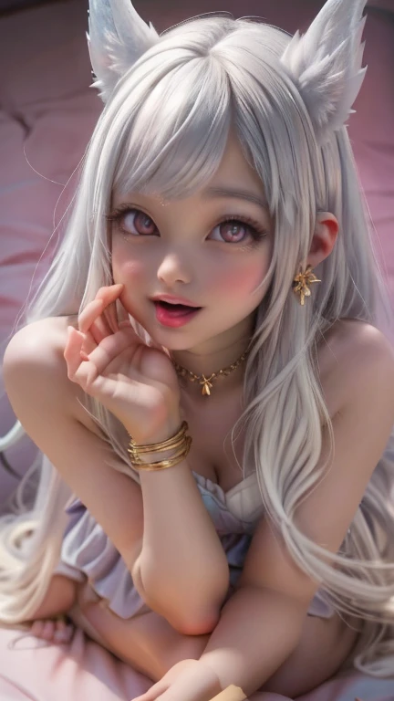 Sexy , Full face， (Slim shoulder straps, Ultra-low-cut top)( Very close view )Women's watches，[Face view] , ((High slit panties))，clothes see-through (((Outdoor paradise))), ((Petals flying in the air ))，Light smile，，camel-toe,(Crystal colorful lights),，Soft clouds，(Cover with a scarf), ((Super short cute pattern cotton coat|no underwares|Slightly perspective ) ((greek architecture，Bohemian architecture，Hindu temples，Thai snacks，Thai style)) starrysky，Beautiful，hips bare，earring，Pink sexy yarn,（(Striped underwear、Black openwork underwear、Transparent embroidered tulle underwear set,Gold bracelets，Pink lace gloves)）Lace pantyhose、Lace gloves、Wedding headscarf、pearls necklace,（ dress）(Very small panties),Moles under eyes, ((Gray-pink hair))，Crystal glowing necklace
（（Masterpiece））,（realisticlying：1.2）,best qualtiy,high high quality,absurderes,rich colourful,stunning art,best qualtiy, ultra - detailed,beautifuldetails， reflective hair,Good lighting, Ray traching， depth of fields,ultra - detailed,illustratio,astounding,finedetail,The is very detailed， （（ultra - detailed））， （Beautiful Meticulous Girl）， Beautiful detail glow， Complicated details， A high resolution， Extremely refined and beautiful,beatiful detailed eyes， hdr， Round eyes, detailedfacialfeatures,（Round pupils：1.4） （illustratio）,（美丽细致的眼睛）（Very very detailed face））， ((depth of fields))((Solid)),（alluring face）(（ssmile：1.3）)， Smiling lips， （looking at viewert：1.1） closeup cleavage， wide wide shot， Side Body， photore， lewd poses ， Moody light， Sistine Phil Beldev, Smile，（（（Masterpiece，Best quality，A high resolution）））），Extremely detailed 8K，Beautiful girl with busty body，（hyper HD，ultra - detailed，High detail，high realistic，Ultra-realistic，Photo realism）,（1girll：1.5）,（realistic dark hair），Short curly hair，Bob cuts hair，（Dynamic posture）,A shallow smile,Open lips，Detailed eyes，Bigchest，(Breast enlargement)
（Beautiful and detailed face，Beautiful and delicate eyes），Sunlight）,（Beautiful buttocks 0.5），Color backlight
