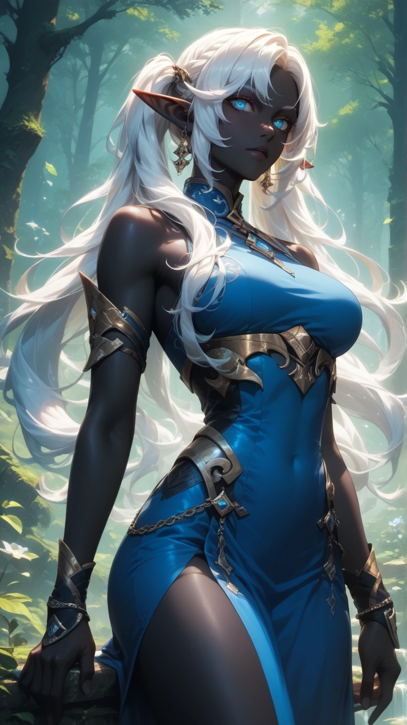 Ultra-high saturation，（tmasterpiece）， foto de corpo inteiro，（melhor qualidade）， （1 cinta）， Starryskyfundo，Usando armadura dourada brilhante， Armadura tipo lingerie sexy，Exponha seu peito，Expor a cintura，expondo coxas，Cool-pose， star guardian uniforme，voluminous black voluminous wavy hair，alto detalhe, estilo anime, Cinematic lighting, brilho, deus luz, Traching de raias, filmgrain, hiper HD, textura, super detalhamento, anatomia correta, A high resolution，Ultra-high saturation，alto contraste，Armadura de alto brilho，Pele lisa，serious expressions obra-prima, mais alta qualidade, (solo), (rosto perfeito: 1.3), (alto detalhe: 1.2), dramatic, 1girl, anjo, (pele cor de chocolate), longos cabelos brancos, olhos azuis claros, (seios enormes), sobrancelhas claras, cabelo longo, noite, roupa de empregada, umbigo coberto, pouty lips, Curvilinear, (arms behind back: 1.4), coberto, Palace Detailed Background, arte por artgerm e greg rutkowski, cinematic lighthing, rosas, moda, balenciaga, Alexander McQueen, Glitter, cabelo platinado, cabelo loiro platinado, holographic clothing, pele negra, ebony skin, big lips, plump lips, juicy lips, big breast, seios fartos, pele negra, dark skin, ebony skin, chocolate skin girl, afro skin, afro girl skin, black woman, ebony skin woman, afro woman