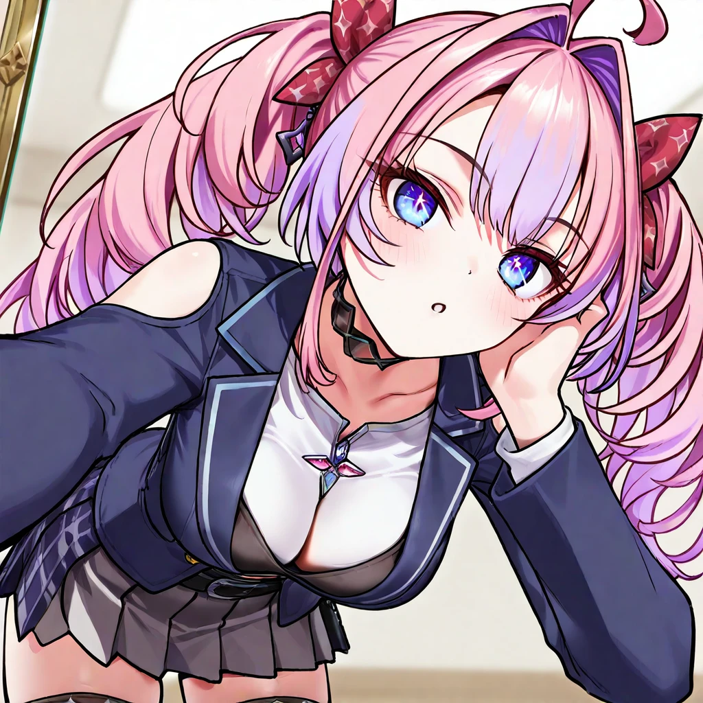 masterpiece, best quality, ultra-detailed, kawaii, cute, lovely, sexy, ero, extremely detailed, 4K, 8K, best quality, beautiful, anime style, in the classroom, a cute girl, beautiful eyes, large breast, cool,minato yukina,yellow eyes,grey hair,bang dream!,long hair