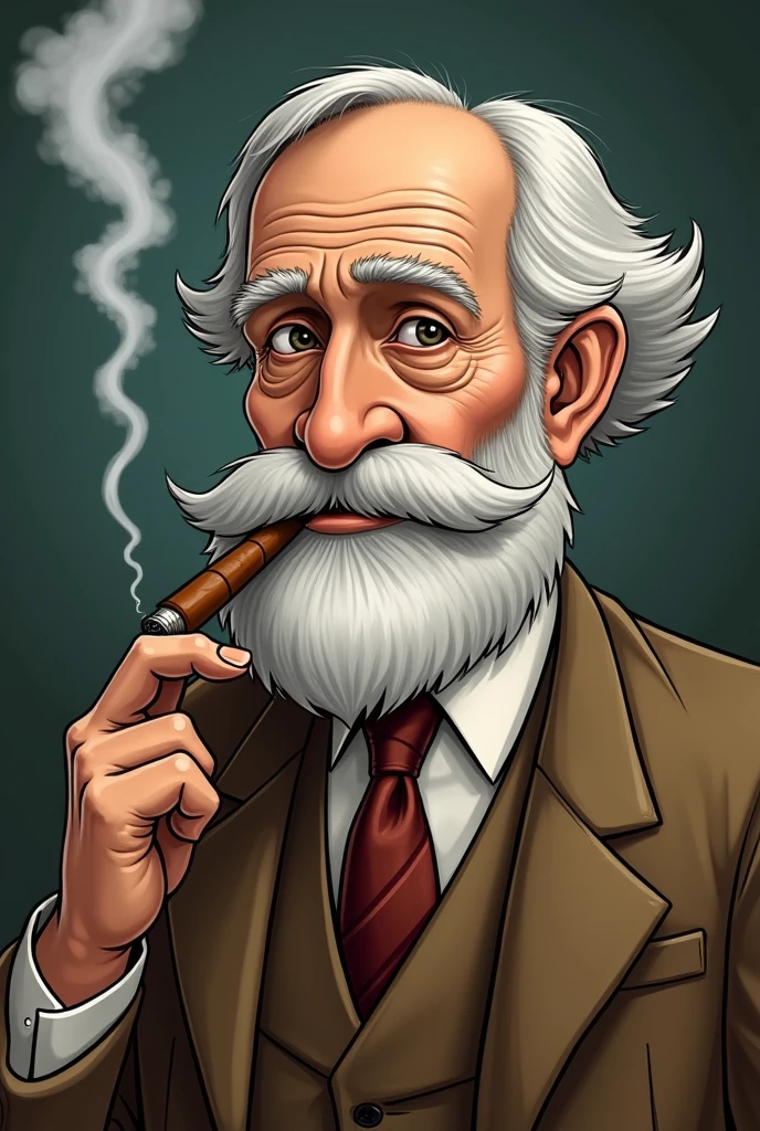 old man smoking pipe in cartoon form