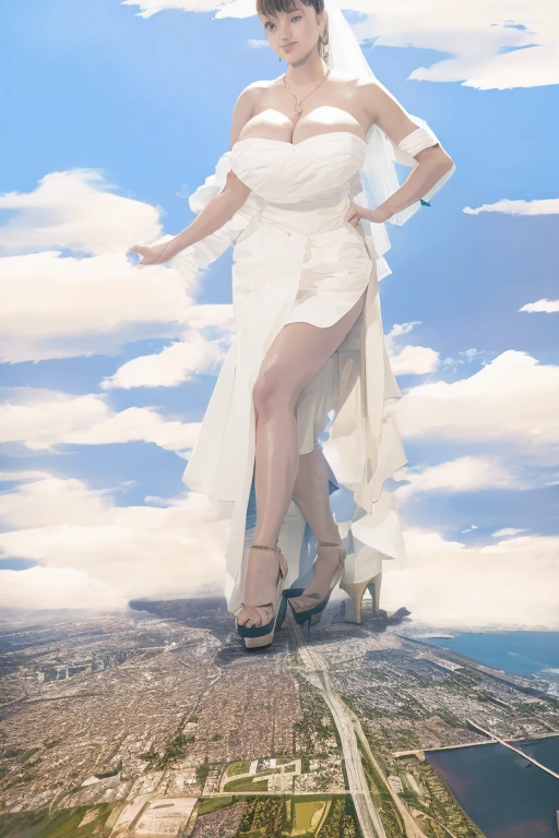 Aerial View,giantesscity,giant girl 500 feet high,skyscrapers,Have a pair of ultra long legs,stepping in the crowd,many people in street,a pair of huge breasts,Princess,mini skirt,black silk socks,Has black waist-length hair,Wearing a pair of Mary Jane heels,A look of enjoyment,standing on a ruins,Beautiful appearance,Exquisite makeup,quality,8k,高quality,Perfect proportion, Cinema lighting,film grain,Fuji colors,8k,textured skin,Super details,high detail,high quality,high resolution,explode,fake smile