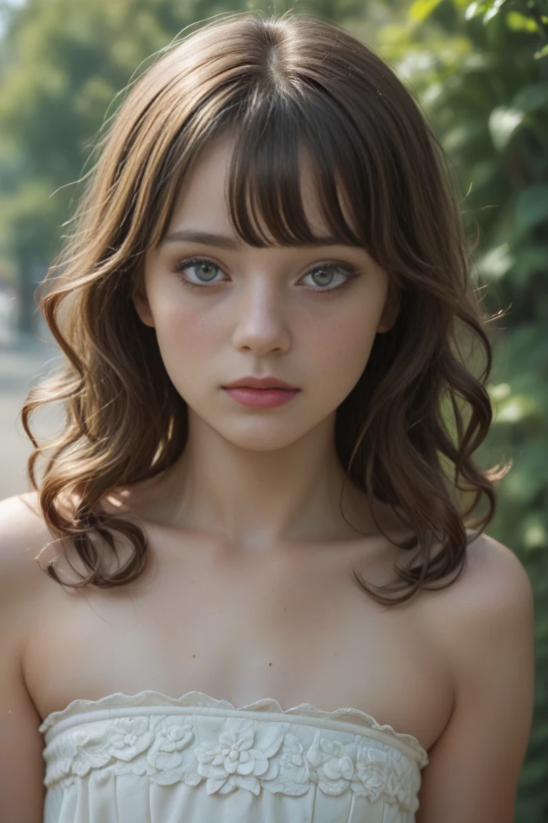 18 year old Melissa Benoist, (((standing naked in the park))), ((small breasts))), shy, worried, hiding, (face blushing), (((hands behind back))), (minimal jewelry)