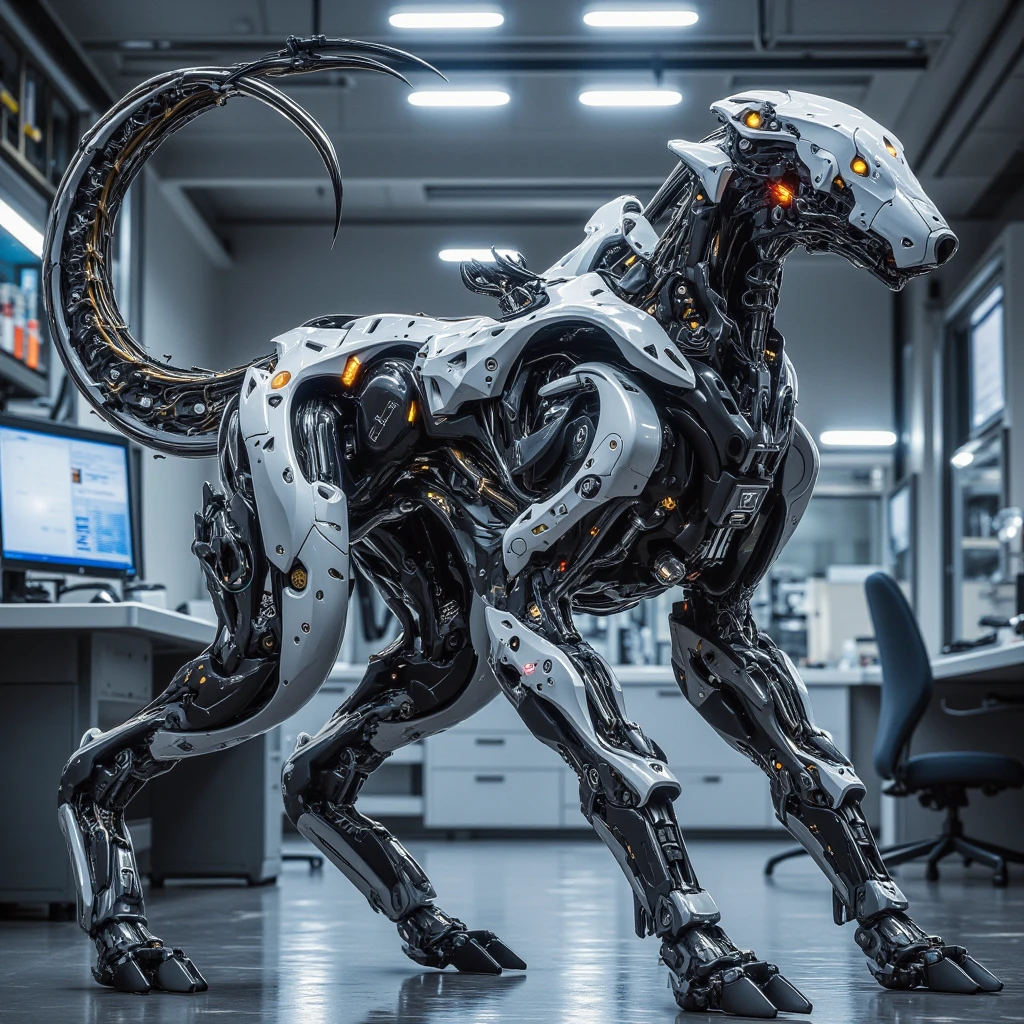 ((Solo)),((Furry)),((e621)),((Furry robotic wolf)),((Wolf robot girl)))，made of metal, (Cyborg: 1.1), ([Tail | Detail Wire]: 1.3), (Complex Detail), HDR, (Complex Detail, Ultra Detail: 1.2), Cinematic Shot, Masterpiece, Best Quality, High Resolution, Vaginal Foreign Object Insertion, Centering,Robot feet，((Mechanical sneakers))， droid，(((((Robotic metal breasts)))))，(robotjoints)，(Robotic footwear)，Cool robot feet,robot leg,(Cyborg footwear)，((Robotic footwear)) ,(((Robotic breasts))),(((full body))),(((Robot full-body sexual suggestion)))