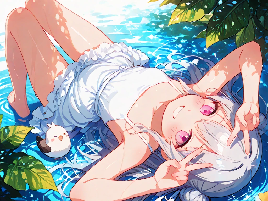 Best Quality, top-quality、(cute petit girl:1.3),Beautiful pink eyes、flat chest、Lori、(Cuteness beyond limits)、Beautiful bare feet、((oestrus))、tied up with a collar、a sailor suit、White underwear、Panchira、But also