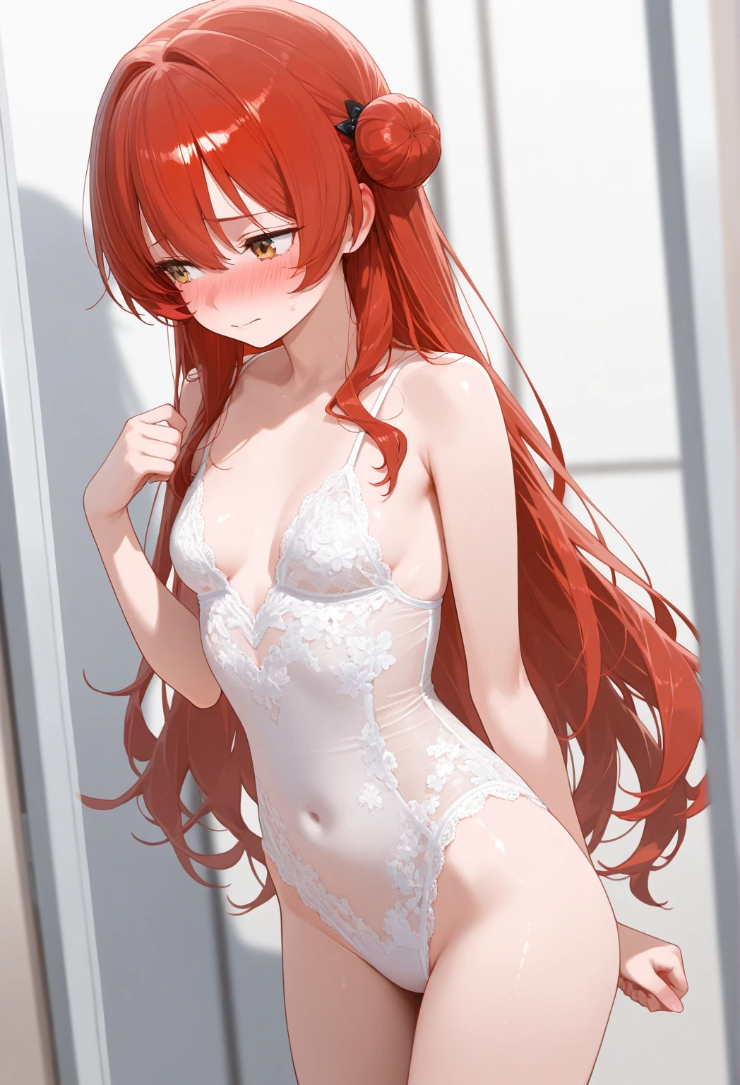 18 year old women, (solo) long red hair, perfect body, slim body, 8k, extremely detailed, best quality