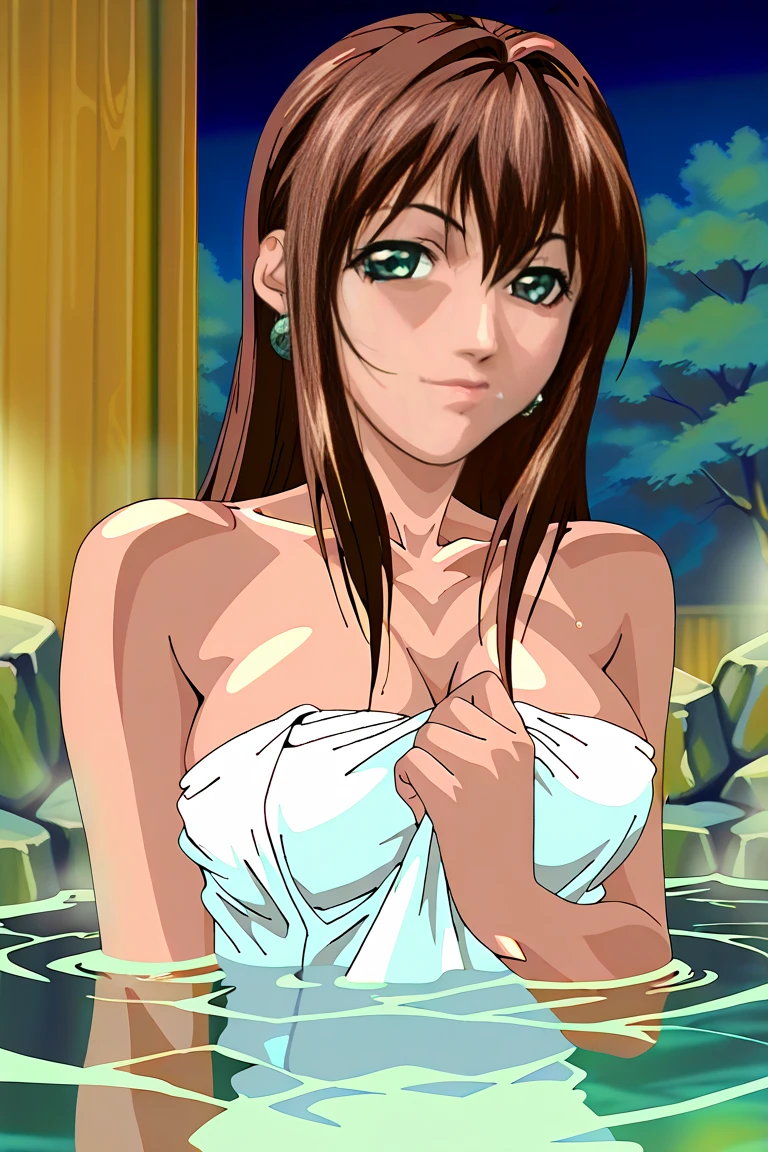 score_9_up, score_8_up, score_7_up, source_anime,1girl, solo, closed eyes, brown hair, retro artstyle, water, long hair, shirt, smile, partially submerged, white shirt, 1990s (style), collared shirt, cleavage, closed mouth, gto anime style, Tomoko Nomura, high quality, best quality, <lora:90s_Retro_anime_style_Pony:1>