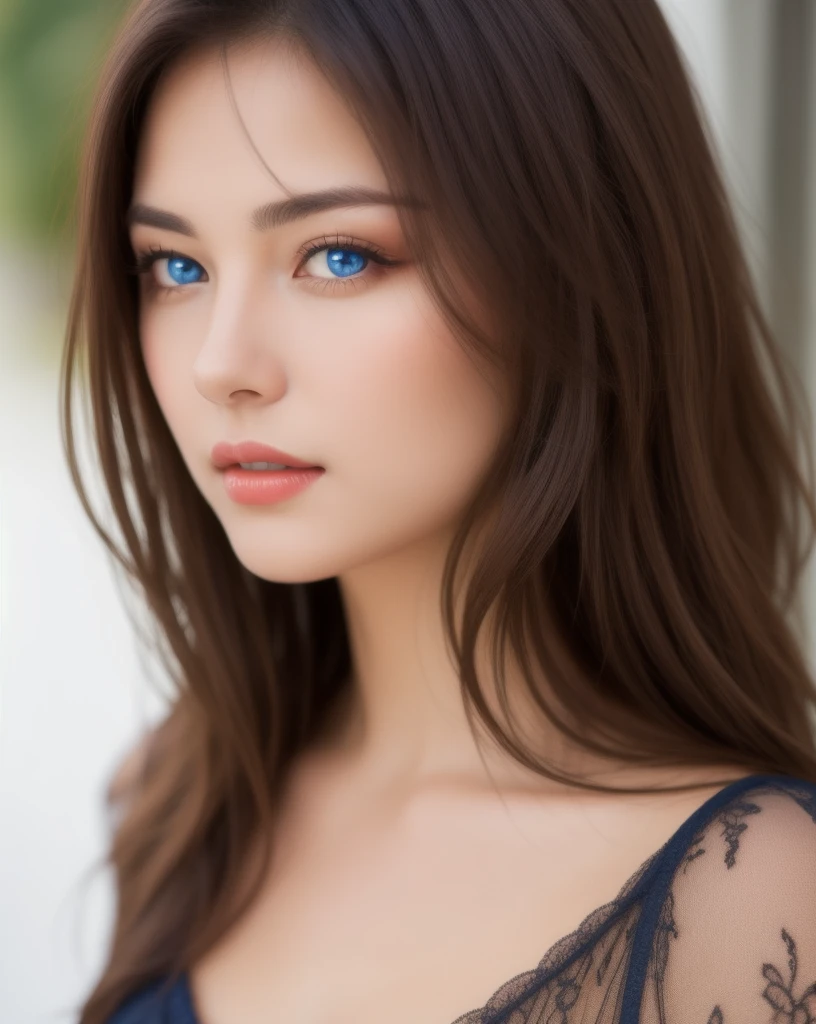 stunningly elegant european model, (extremely innocent face:1.1), skinny, big_boobs, blue eyes, see-through babydoll, nsfw, 