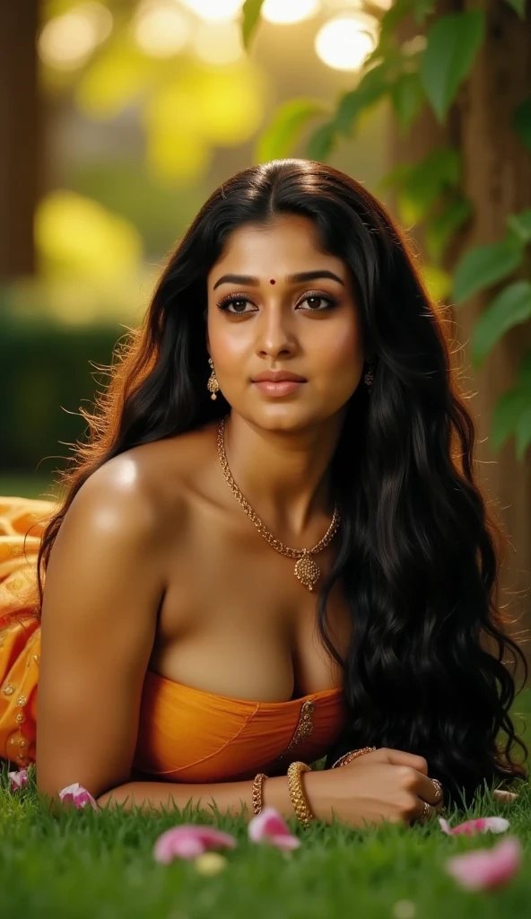 Looks like Anushka Shetty, a photo portrait of a beautiful girl with curls, styled black hair, (face portrait:1.5), dramatic light, Rembrandt lighting scheme, bust shot, linen tank top ,