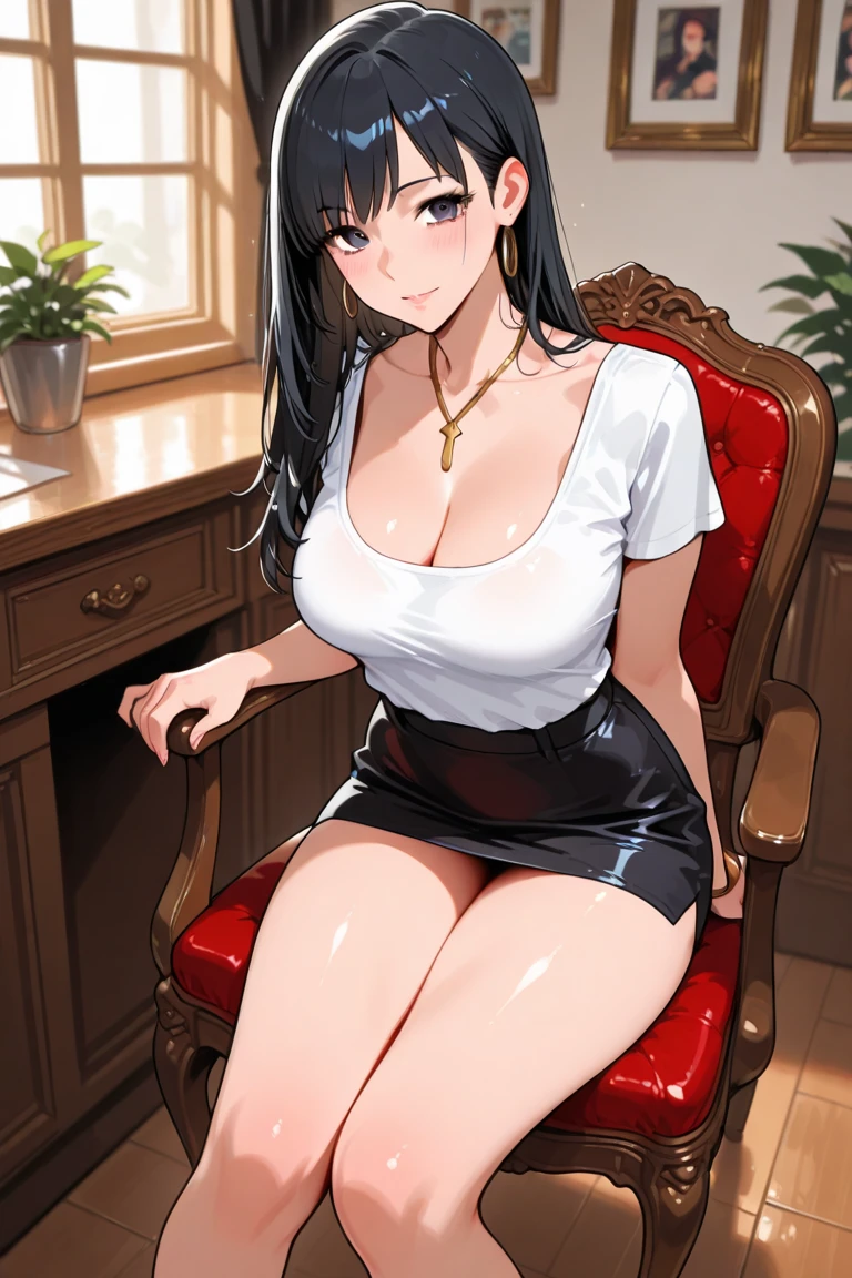 ultra detailed anime,superrealistic anime style,beautiful adult woman, see-through naughty dress,thong,black hair,side ponytail,earring,necklace,(curvy mature and conservative woman),at office,elegant president room,,humid,(o-shaped-mouth,orgasm:1.1),(excessive cum in pussy),crossed-eyes,orgasm,trembling,sitting on leather chair and spreading legs,(pubic hair,wetty pussy:1.1),