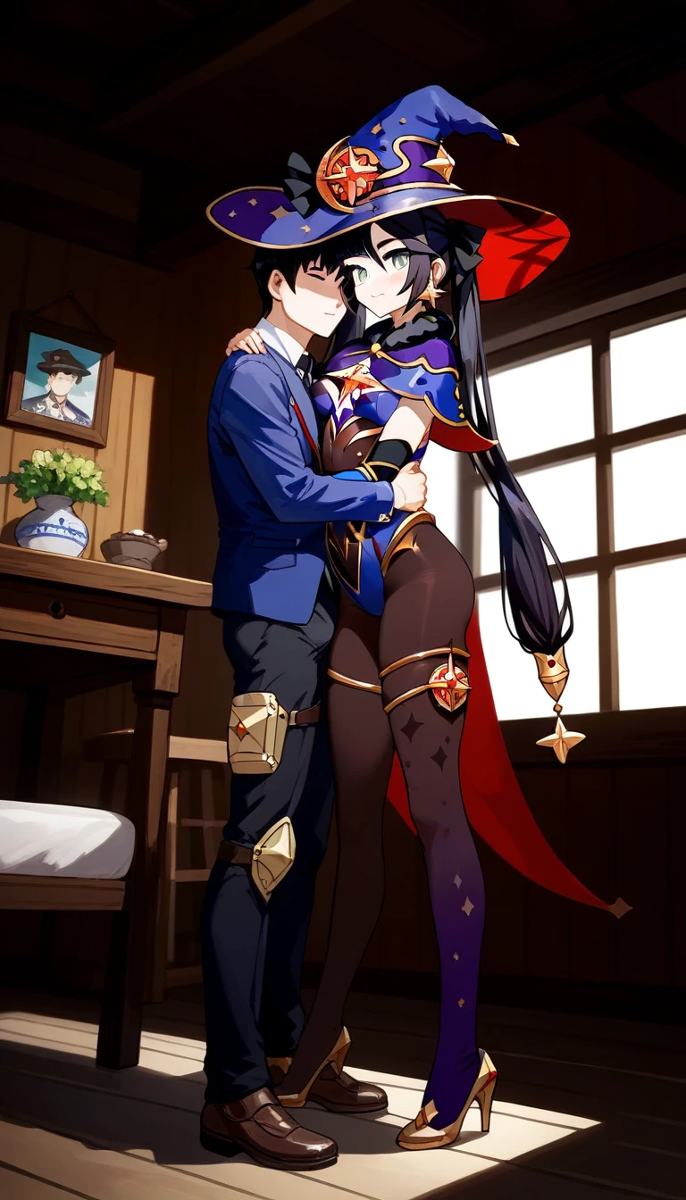 anime artwork, score_9, score_8_up, score_7_up, score_6_up, score_5_up, score_4_up, hu tao, she is 24 years old, style_3, sit,,,,,,,,,, bikini, 1boy, zhongli, he grabbing her ass, they are kissing