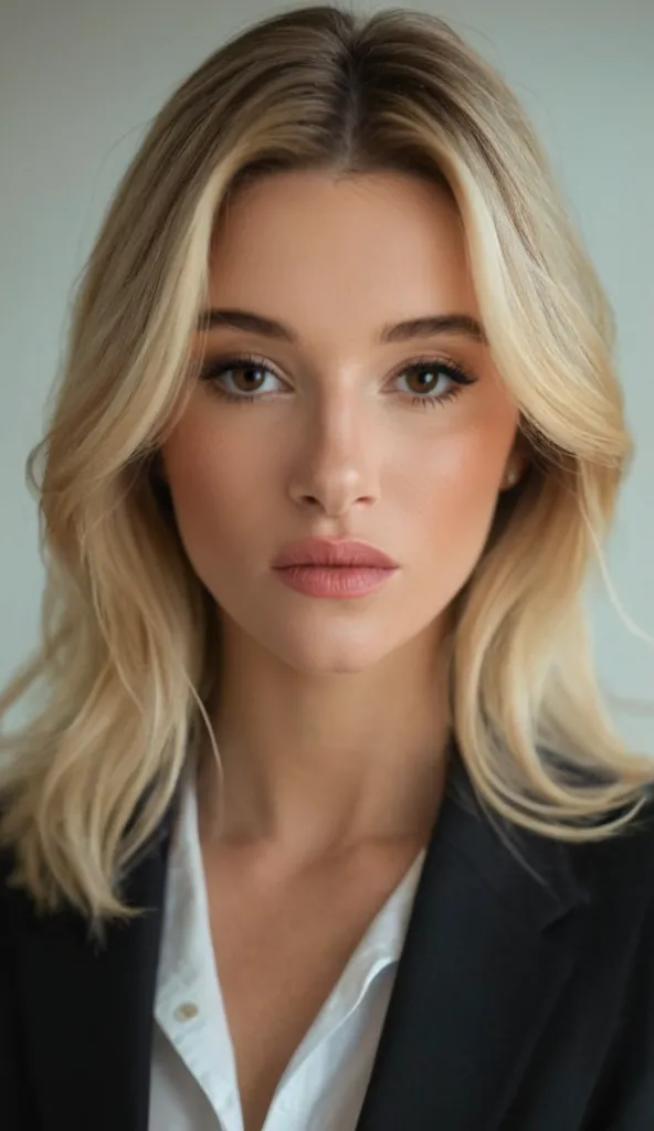 high quality image, detailed hair texture, 8k, detailed skin texture, detailed cloth texture, Portrait of a 23 year old European woman with blonde hair photorealistic