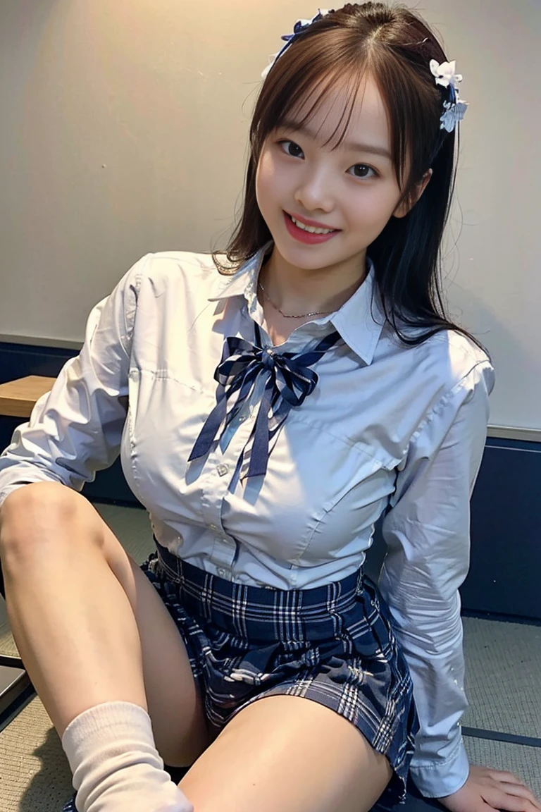 (8k), (highest quality: 1.2), (Realistic), (Realistic: 1.37), Ultra-high resolution, 1 girl, cute, smile, Mouth closed,Red Lip, Beautiful details, blush,Beautiful Nose, Wet Hair,ponytail, Giant Dulcefo, pork, Thighs，Selfie,University Student Uniform,Pleated skirt,Are standing,Opaque tights,(8k), (highest quality: 1.2), (Realistic), (Realistic: 1.37), Ultra-high resolution, 1 girl, cute, smile, Mouth closed, Beautiful details, Beautiful Nose, Wet Hair, Giant Dulcefo, pork, Thighs，Selfie,University Student Uniform,Pleated skirt,Opaque tights,bed,Spread your legs ,Skirt Lift, From above
