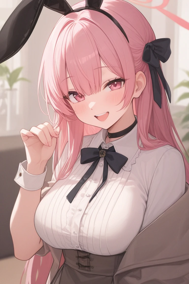 Highest quality,Masterpiece,8K,,Big Breasts,Best Style,Droopy eyes,smile,Pink Hair,Maid clothes