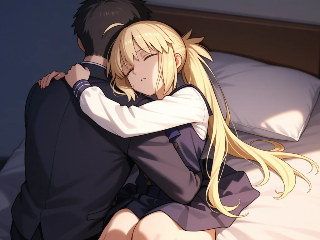 Blond man who leans towards the girl to grab her and abuse her, the man is right behind the girl, man rapes girl:1.4, the man penetrates the girl:1.4, the girl has no legs