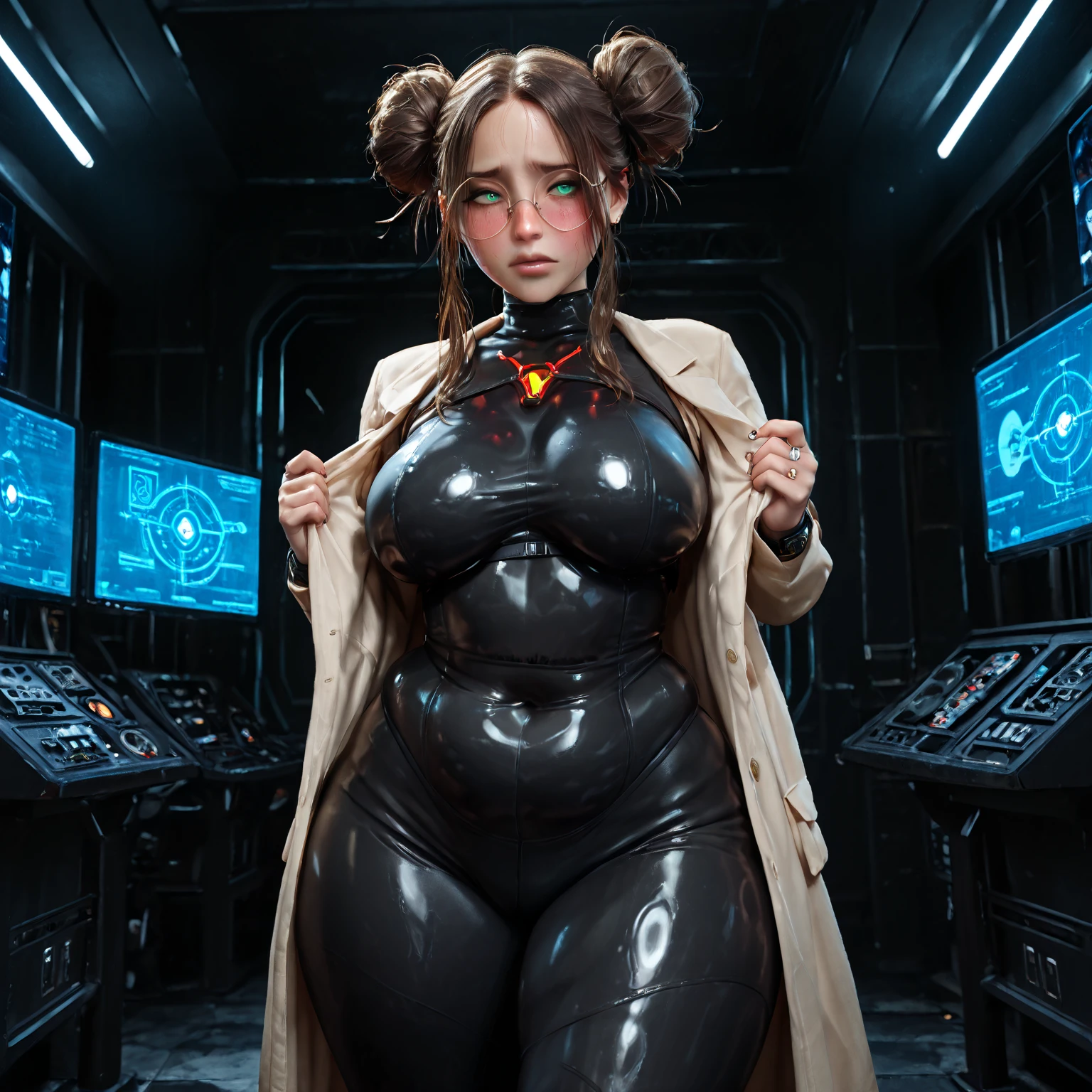 Ass focus,4k,photorealistic,beautiful age 25 brunette milf,visible moles on face,seductive looks,eyes teasing ,biting lips,Ass focus,sexy plump,Ass focus,exposed gigantic ass,exposed big breasts,smooth body,detailed curves,thicc thighs,bedroom visit night time,full body stocking hazel-blue eyes,Ass focus,slutty heavy make up,love handles,ill-fith clothing,skindentation,venusbody