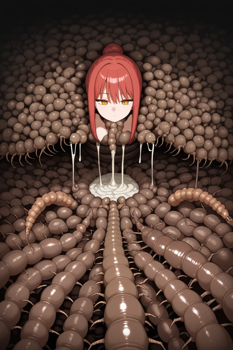 Girl captured by tentacles in abandoned factory Tentacles in a skirt Pants fabric texture