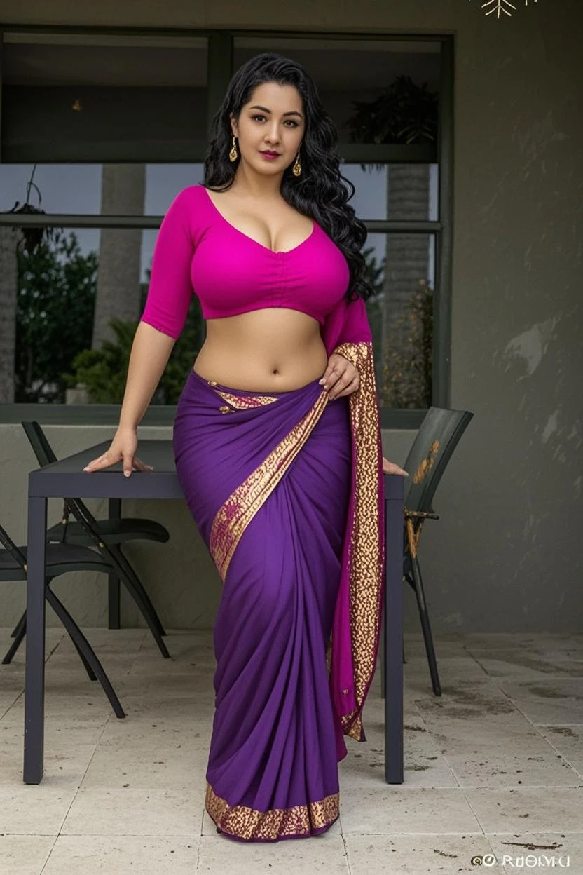 Beautiful girls smooth face full body plus size curve wearing saree blues full body plus size curve location beach site down, breast size large breast tight . Picture quality 8k 16k,